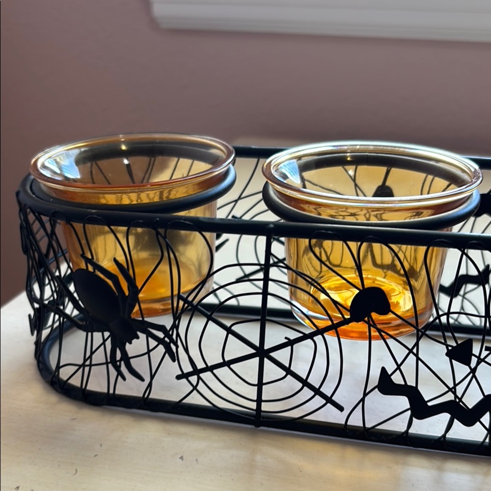Halloween Spider Web Candle Holder Set - Picture 4 of 9
